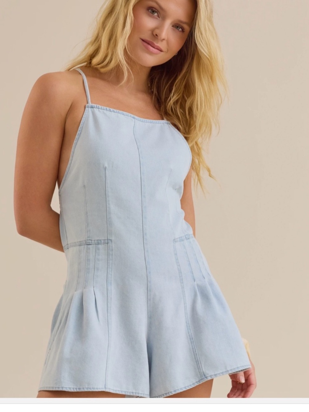 Altar'd State Light Blue Denim Romper